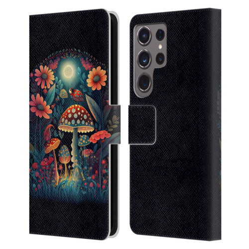 JK Stewart Graphics Ladybug On Mushroom Leather Book Wallet Case Cover For Samsung Galaxy S24 Ultra 5G