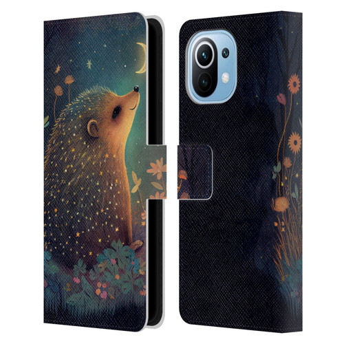 JK Stewart Graphics Hedgehog Looking Up At Stars Leather Book Wallet Case Cover For Xiaomi Mi 11