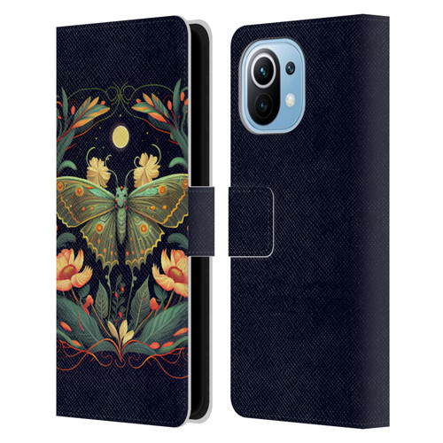 JK Stewart Graphics Lunar Moth Night Garden Leather Book Wallet Case Cover For Xiaomi Mi 11