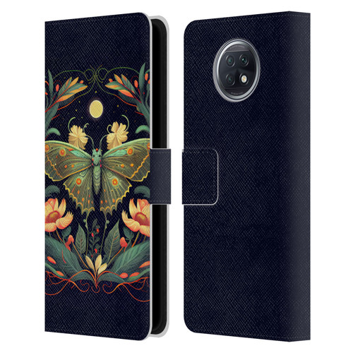 JK Stewart Graphics Lunar Moth Night Garden Leather Book Wallet Case Cover For Xiaomi Redmi Note 9T 5G