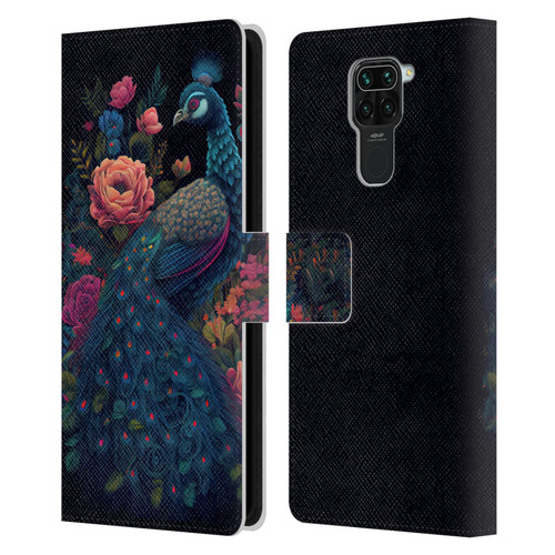 JK Stewart Graphics Peacock In Night Garden Leather Book Wallet Case Cover For Xiaomi Redmi Note 9 / Redmi 10X 4G