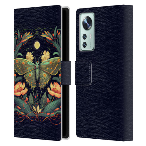 JK Stewart Graphics Lunar Moth Night Garden Leather Book Wallet Case Cover For Xiaomi 12