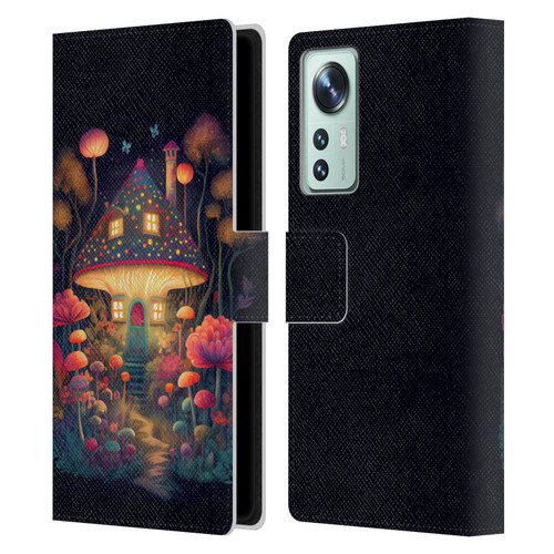 JK Stewart Graphics Mushroom Cottage Night Garden Leather Book Wallet Case Cover For Xiaomi 12