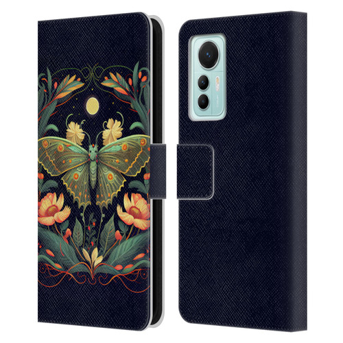 JK Stewart Graphics Lunar Moth Night Garden Leather Book Wallet Case Cover For Xiaomi 12 Lite