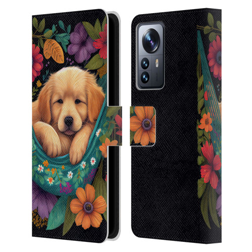 JK Stewart Graphics Golden Retriever In Hammock Leather Book Wallet Case Cover For Xiaomi 12 Pro