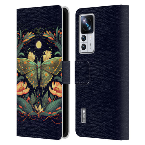 JK Stewart Graphics Lunar Moth Night Garden Leather Book Wallet Case Cover For Xiaomi 12T Pro