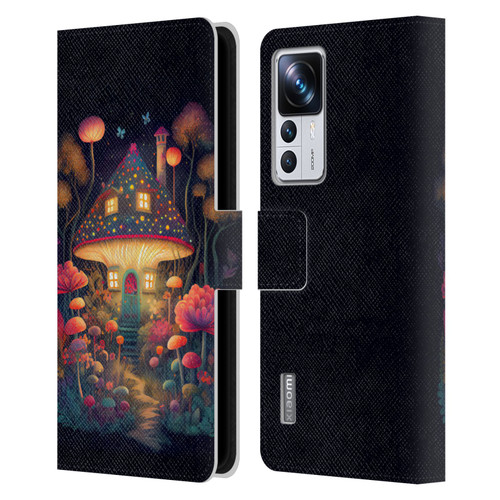 JK Stewart Graphics Mushroom Cottage Night Garden Leather Book Wallet Case Cover For Xiaomi 12T Pro