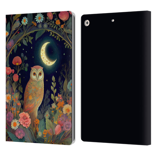 JK Stewart Key Art Owl Crescent Moon Night Garden Leather Book Wallet Case Cover For Apple iPad 10.2 2019/2020/2021