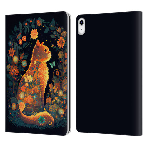 JK Stewart Key Art Orange Cat Sitting Leather Book Wallet Case Cover For Apple iPad 10.9 (2022)