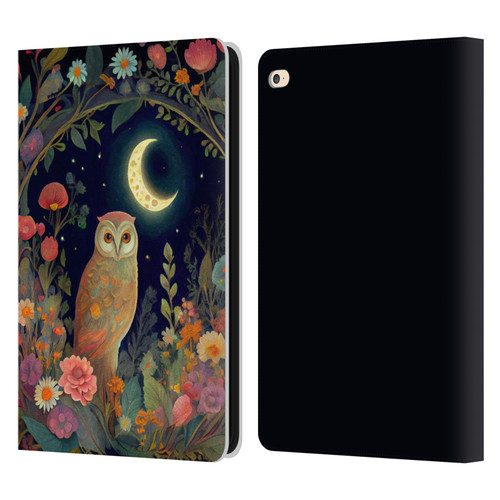 JK Stewart Key Art Owl Crescent Moon Night Garden Leather Book Wallet Case Cover For Apple iPad Air 2 (2014)