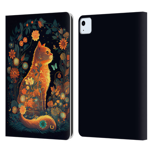 JK Stewart Key Art Orange Cat Sitting Leather Book Wallet Case Cover For Apple iPad Air 2020 / 2022