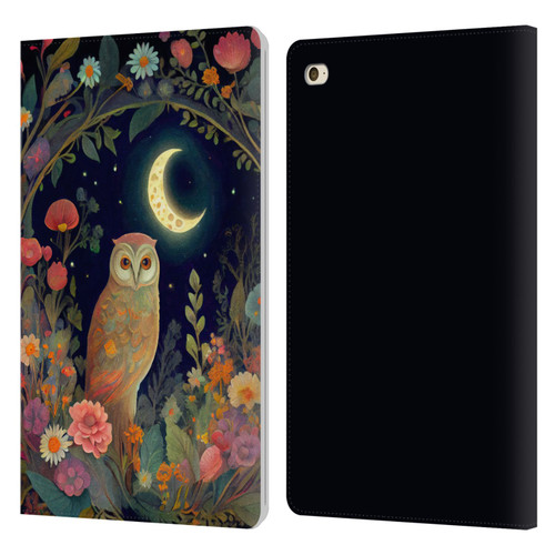 JK Stewart Key Art Owl Crescent Moon Night Garden Leather Book Wallet Case Cover For Apple iPad mini 4