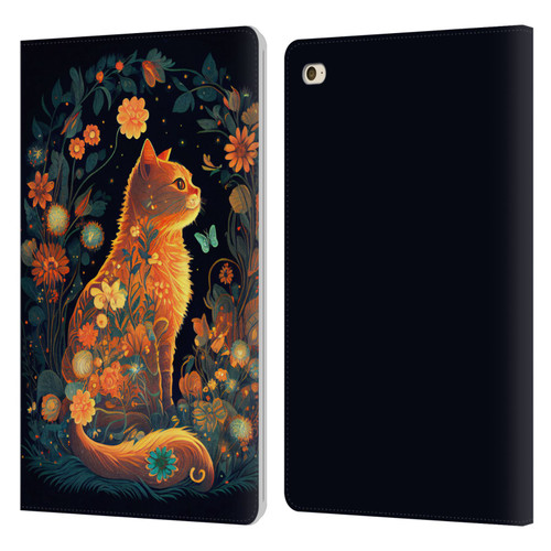 JK Stewart Key Art Orange Cat Sitting Leather Book Wallet Case Cover For Apple iPad mini 4