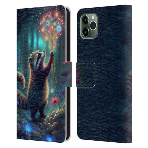 JK Stewart Key Art Raccoon Leather Book Wallet Case Cover For Apple iPhone 11 Pro Max