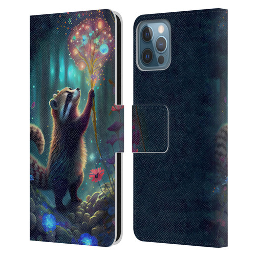 JK Stewart Key Art Raccoon Leather Book Wallet Case Cover For Apple iPhone 12 / iPhone 12 Pro