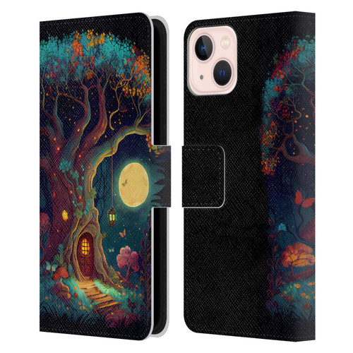 JK Stewart Key Art Tree With Small Door In Trunk Leather Book Wallet Case Cover For Apple iPhone 13