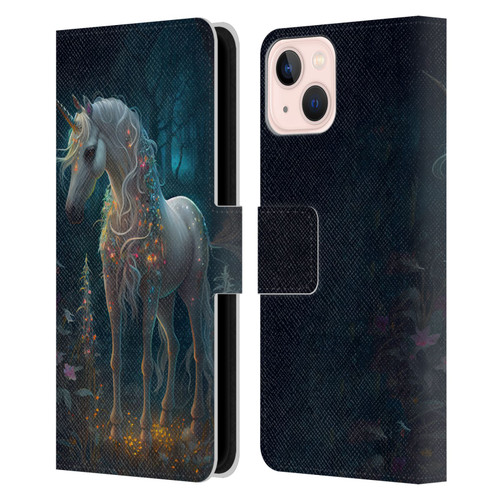 JK Stewart Key Art Unicorn Leather Book Wallet Case Cover For Apple iPhone 13