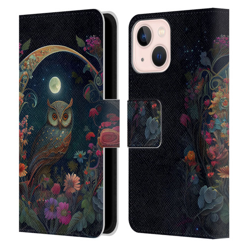 JK Stewart Key Art Owl Leather Book Wallet Case Cover For Apple iPhone 13 Mini