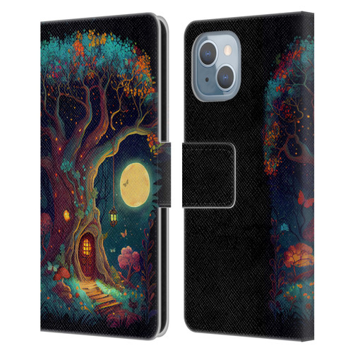 JK Stewart Key Art Tree With Small Door In Trunk Leather Book Wallet Case Cover For Apple iPhone 14