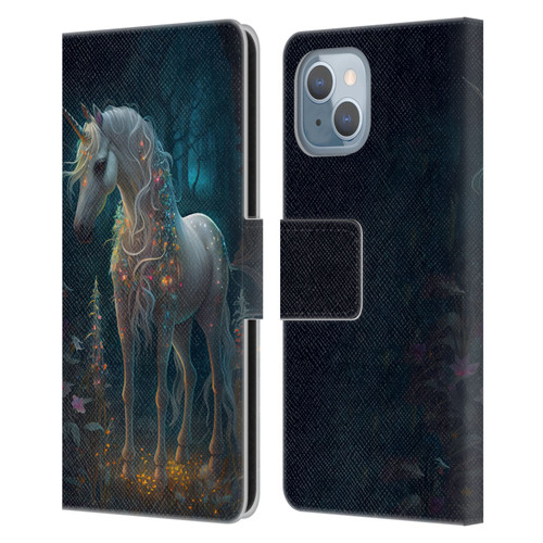 JK Stewart Key Art Unicorn Leather Book Wallet Case Cover For Apple iPhone 14