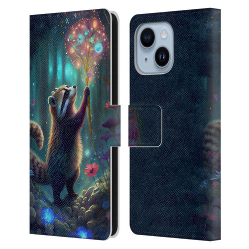 JK Stewart Key Art Raccoon Leather Book Wallet Case Cover For Apple iPhone 14 Plus