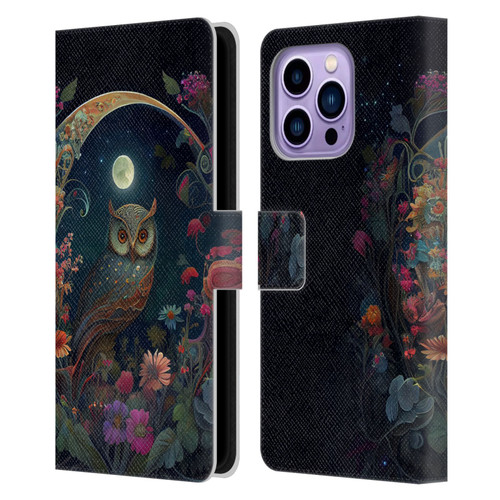 JK Stewart Key Art Owl Leather Book Wallet Case Cover For Apple iPhone 14 Pro Max