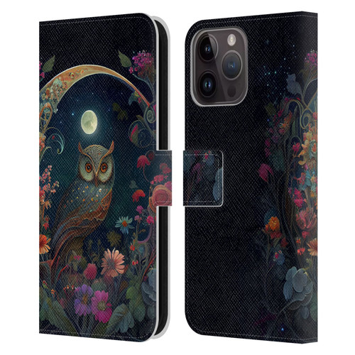JK Stewart Key Art Owl Leather Book Wallet Case Cover For Apple iPhone 15 Pro Max