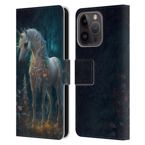 JK Stewart Key Art Unicorn Leather Book Wallet Case Cover For Apple iPhone 15 Pro