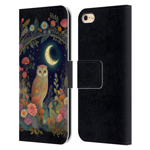 JK Stewart Key Art Owl Crescent Moon Night Garden Leather Book Wallet Case Cover For Apple iPhone 6 / iPhone 6s