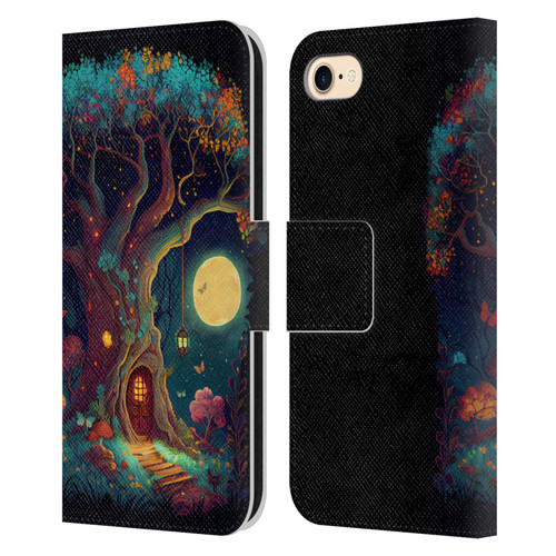 JK Stewart Key Art Tree With Small Door In Trunk Leather Book Wallet Case Cover For Apple iPhone 7 / 8 / SE 2020 & 2022