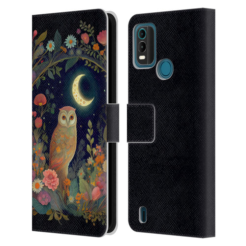 JK Stewart Key Art Owl Crescent Moon Night Garden Leather Book Wallet Case Cover For Nokia G11 Plus