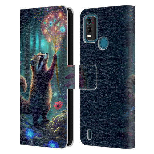 JK Stewart Key Art Raccoon Leather Book Wallet Case Cover For Nokia G11 Plus