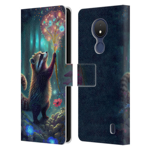 JK Stewart Key Art Raccoon Leather Book Wallet Case Cover For Nokia C21