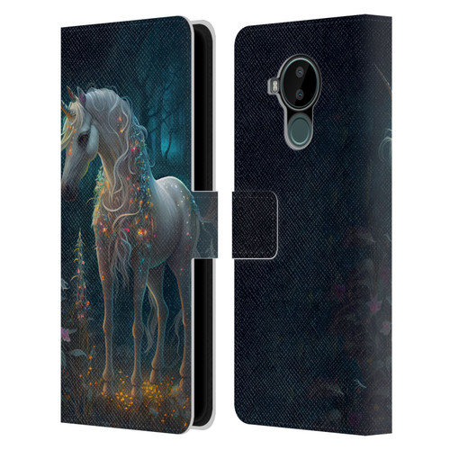 JK Stewart Key Art Unicorn Leather Book Wallet Case Cover For Nokia C30