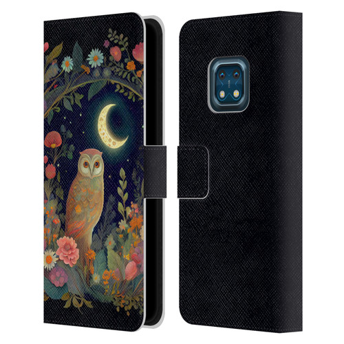 JK Stewart Key Art Owl Crescent Moon Night Garden Leather Book Wallet Case Cover For Nokia XR20