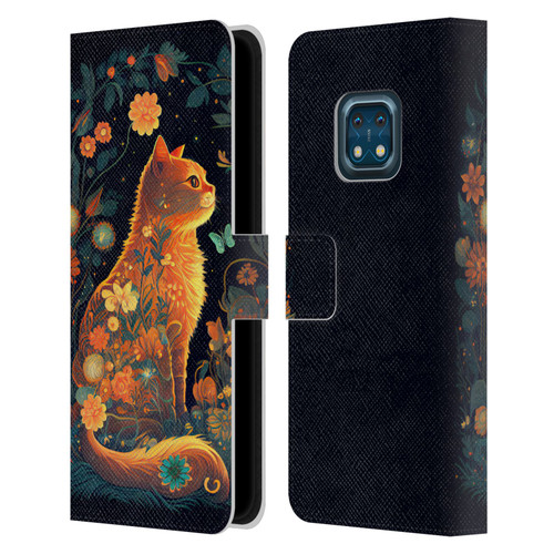 JK Stewart Key Art Orange Cat Sitting Leather Book Wallet Case Cover For Nokia XR20