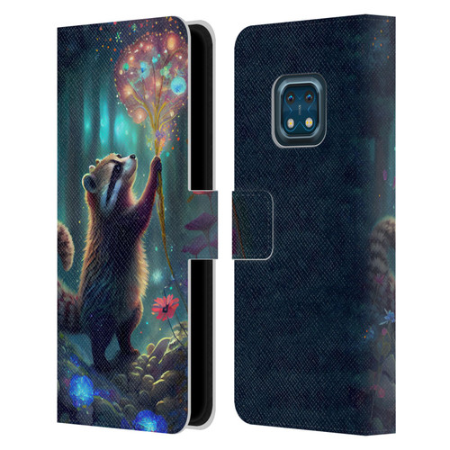 JK Stewart Key Art Raccoon Leather Book Wallet Case Cover For Nokia XR20