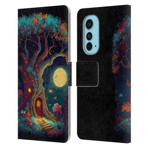 JK Stewart Key Art Tree With Small Door In Trunk Leather Book Wallet Case Cover For Motorola Edge (2022)