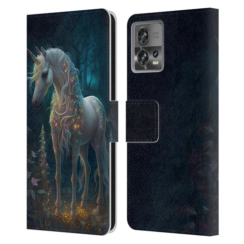 JK Stewart Key Art Unicorn Leather Book Wallet Case Cover For Motorola Moto Edge 30 Fusion