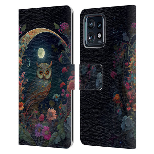 JK Stewart Key Art Owl Leather Book Wallet Case Cover For Motorola Moto Edge 40 Pro