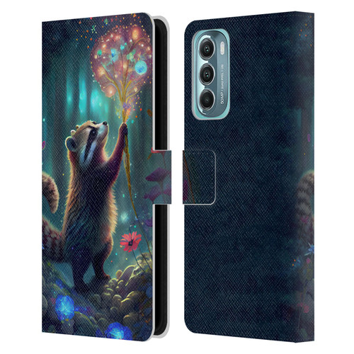 JK Stewart Key Art Raccoon Leather Book Wallet Case Cover For Motorola Moto G Stylus 5G (2022)