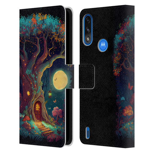 JK Stewart Key Art Tree With Small Door In Trunk Leather Book Wallet Case Cover For Motorola Moto E7 Power / Moto E7i Power