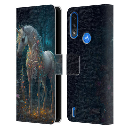 JK Stewart Key Art Unicorn Leather Book Wallet Case Cover For Motorola Moto E7 Power / Moto E7i Power