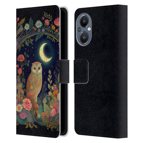 JK Stewart Key Art Owl Crescent Moon Night Garden Leather Book Wallet Case Cover For OnePlus Nord N20 5G