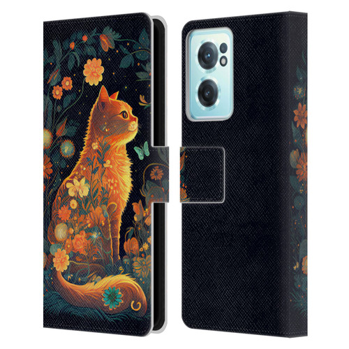 JK Stewart Key Art Orange Cat Sitting Leather Book Wallet Case Cover For OnePlus Nord CE 2 5G