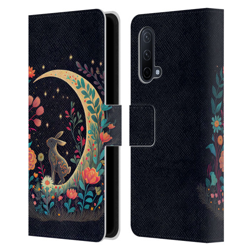 JK Stewart Key Art Rabbit On Crescent Moon Leather Book Wallet Case Cover For OnePlus Nord CE 5G