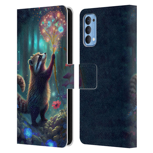 JK Stewart Key Art Raccoon Leather Book Wallet Case Cover For OPPO Reno 4 5G