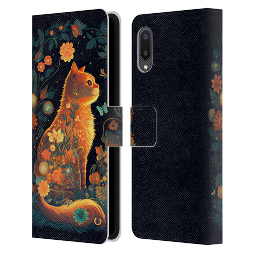 JK Stewart Key Art Orange Cat Sitting Leather Book Wallet Case Cover For Samsung Galaxy A02/M02 (2021)