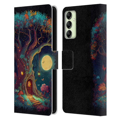 JK Stewart Key Art Tree With Small Door In Trunk Leather Book Wallet Case Cover For Samsung Galaxy A14 5G