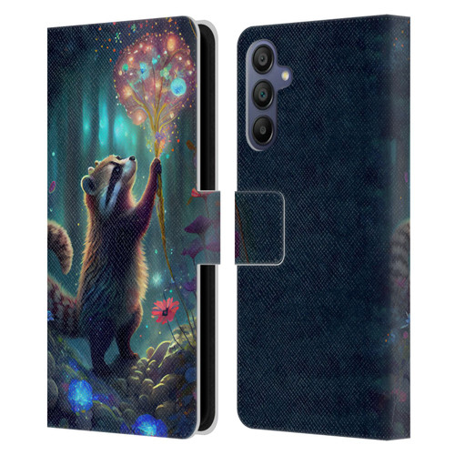 JK Stewart Key Art Raccoon Leather Book Wallet Case Cover For Samsung Galaxy A15